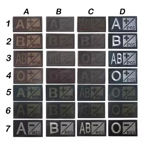 Black Green Sports souvenirs Military Patch Blood Type Group 3D Embroidery Patches A+ B+ AB+ O+ Posi