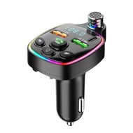 บลูทูธสำหรับรถยนต์5.0ที่ชาร์จ Q11 FM เครื่องส่งสัญญาณ USB คู่3.1A PD 20W ที่มีสีสันสดใสไฟแช็คบุหรี่ MP3เครื่องเล่นเพลง