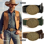 GESH Carved Buckle Embossed Belt, Punk Rock Vintage Western Cowboy Belt, Fashion Retro Y2K PU Leathe
