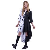 Cruella Cruella Clothes Girls Parent-Child Black White Color Matching Spots Long Skirt Halloween Vil
