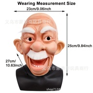 Halloween COS Imitation Latex Mask Open Smiley Old Man Mask Human Face Headgear White Hair Old Man M