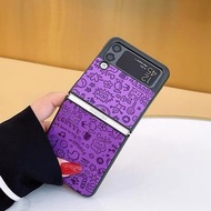 Samsung Z Flip 1 2 3 4 Phone Case 三星Flip 1 2 3 4手機殼 白色/紫色仿皮壓花紋 $95包埋順豐郵費⚠️🤩