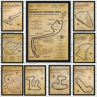 Vintage F1 Formula Grand Track Edition F1 Race Car Circuit Poster Art Canvas Poster Wall Art Home
