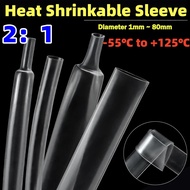 1/2/5M Clear 2:1 Heat Shrink Tube Diameter 0.6mm~120mm Wire Repair Protector Polyolefin Insulated Sh