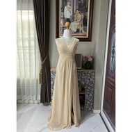 Long Evening Dress (Size S) Cream Color Second Hand (AZAZIE)
