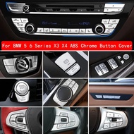 For BMW 5 Series 6GT G32 G30 X3 X4 Chrome Car Steering Wheel Buttons Switch Decorate Cover Trim Car 