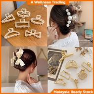 Korea Style Elegant Hair Clip Golden Hair Clip Sempit Rambut Shark Clip Metal Clip Hair Accessories 
