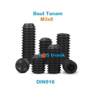 M3 x 8 headless screw m3x8 bolt din916 m3 bolt hex din 916