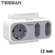 TESSAN TS-324-GR Travel Socket Charger Power Strip 3 AC 2 USB