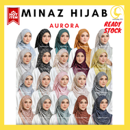 Minaz AURORA READY STOCK Hijab Square Tudung Bawal Printed Merdeka Raya Mudah Bentuk Ironless Bidang