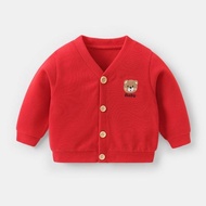 MERAH Baby Bear Red Children's Cardigan / Red Children's Cardigan
