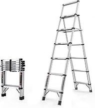 3.47ft/1.06M 5.44ft/1.66M, Portable Aluminium Max Load 150kg/330lb, Adjustable Steps, Loft Extension Ladder DIY Multi Purpose(Size:6step,Color:Silver) (Silver 6)