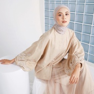 CREME BRULLE blouse with embroidery balloon sleeves