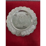 Bronze plate carved with silver-plated pattern 29 cm