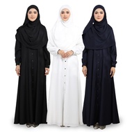 ESTIFA Jubah Nour Abaya Umrah Haji Dress Muslimah Hitam Putih Dark Blue Plain High Grade Cotton Loose Nursing