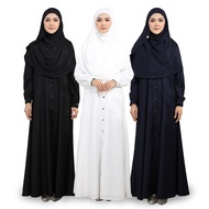 ESTIFA Jubah Nour Umrah Haji Pakaian Muslimah Hitam Putih Dark Blue Blend Cotton Mudah Gosok Selesa 