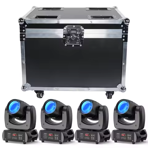 Yiflamefly 4Pcs 100W LED Moving Head Lights With Airline Case DMX512 Beam Gobo Stage Lights&Flightca