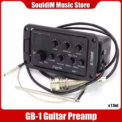 Cherub GB-1 G-Tone Series Acoustic Guitar Preamp Piezo Pickup 3-Band EQ Equalizer with Notch/Phase/M