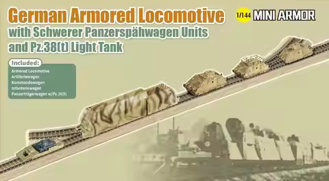 Dragon 14151 German Armored Locomotive with Schwerer Panzerspahwagen Units and Pz.38(t) Light Tank