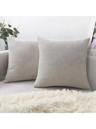 1 件現代質感厚雪尼爾床沙發靠墊套,裝飾抱枕套,手工製作厚實波浪口音方形日常枕套