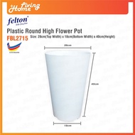 Plastic Round High Flower Pot White Color (Pasu Bunga Pokok Plastik Bulat Tinggi Putih) Diameter 28c