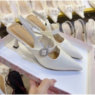 Square back high heels with stone straps Bigsize 35/44