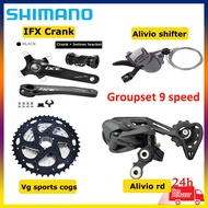 Shimano Groupset 9 Speed Alivio Shifter Lever Derailleur Vg Sports Cassette 42T 40T 36T IXF Crank
