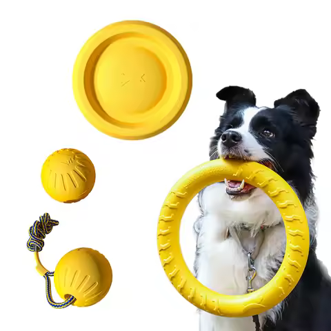 EVA Durable Dog Toys 4 Pack Flying Disc + Ball + Tug Rope for Puppy&Adult Dogs Chew-Proof Teeth Clea