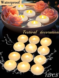 2/6/12/24pcs Flameless LED Floating Candles, Waterproof White Plastic, 200+Hrs Lifespan, LED Candle 