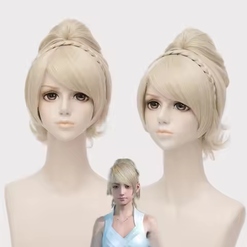 IHYAMS Wigs Game Final Fantasy XV Lunafreya Cosplay Wigs Princess Light Gold Hair Halloween,Stage Co