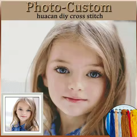 HUACAN Photo Custom Embroidery Kits 11CT 14CT 16CT Cotton Thread DIY Printed On Canvas Painting Cros