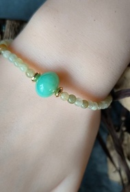 冰種緬甸黃翡果綠串珠手鍊