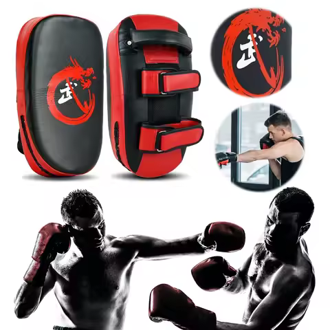 PU Leather Muay Thai Pad Curved Foot Target Pad Kick Target for Muay Thai Taekwondo Martial Arts Tra
