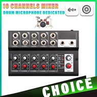 10-Channel Digital Audio Mixer 5V USB Supply Drum Microphone Stereo Mixing Console Mixer for Recordi