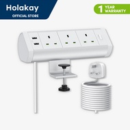 Table Power Clip Sockets 13A 3 Outlets 2 USB UK/SG/MY AC110V 220V 3200W with Extension Cord Alloy Wh