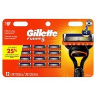 Gillette 吉列 - FUSION5 鋒隱 5 剃鬚刀片 (12片裝) Gillette Fusion 5 Razor Blades - 12 Cartridges