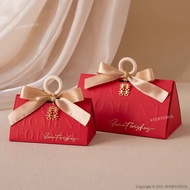 现货✨结婚喜糖盒 Wedding Gift Box 红色糖盒高级感优雅婚礼糖果盒小礼盒空盒手提喜糖袋礼物盒 Red Candy Box Door Gift Ribbon Elegant