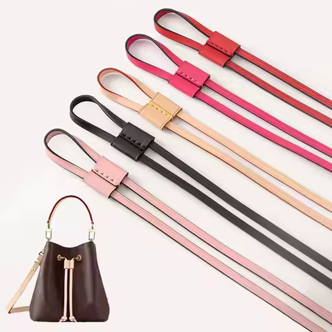 Leather Bag Straps Drawstring For LV Noe BB Nano Mini Petit Bucket Bags Slide Lock Buckle Tension Co