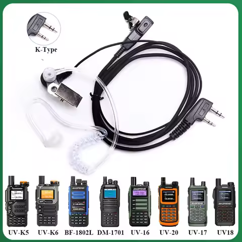 Headset Acoustic For QuanSheng UV5R Plus UV-K5 UV-K6 Baofeng Walkie Talkie UV5R UV-13 Pro UV17 Plus 