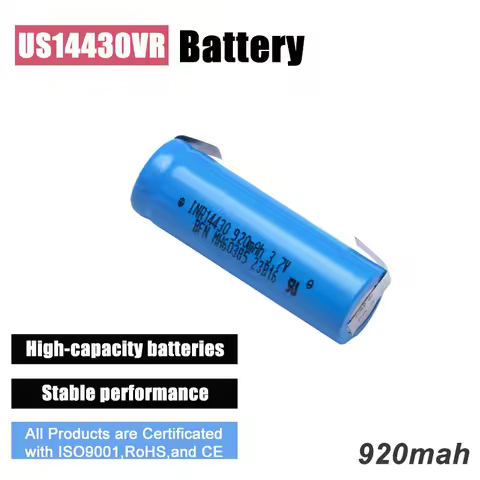 14430 Cylindrical 3.7V 750mAh Li-ion Battery with Nickel Tape for Electric Shaver and ETC Battery
