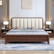 Nordic Master Bedroom Soft Headboard Bed1.5Modern Minimalist Storage Bed1.8Walnut solid wood bed for