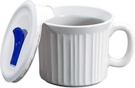 Corningware Plastic 20-Ounce Oven Safe Meal Mug with Vented Lid, French White