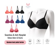 Velora - Daily Bra Plain Wire Basic Thin Foam 3 Hooks Wire Bra | Full Cup Bra | Size 75B-90D T13 CAR