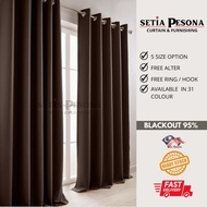 B25 Ready Made Curtain100%Blackout Siap Jahit Langsir (Free Hook/Ring)Langsir RAYA Kain Tebal 100%Polyester Blackout