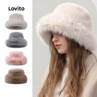 Lovito Casual Plush Hat LFA105442 Lovito Topi Mewah kasual LFA105442