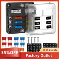 6 Way Fuse Block Box 12V/24V DC, ATC/ATO Fuse Panel with LED Indicator for Marine Boat Automotive