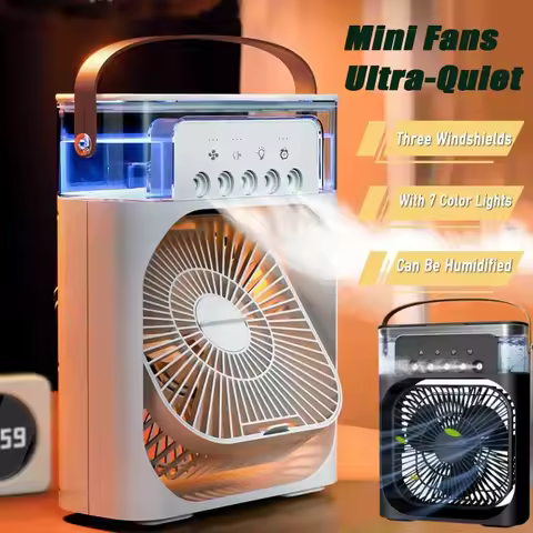 3 In 1 Portable Mini Air Cooler Fan Household Air Conditioner with LED Night Light & Humidifier for 