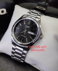 นาฬิกาข้อมือผู้ชาย CASIO หน้าดำ สายสแตนเลส รุ่น MTP-1239D-1 (MTP-1239D-1A)