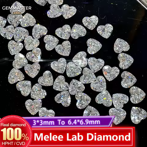 Melee Lab Grown Diamond Heart cut 3mm 3.5mm 4mm 5mm 6mm D E color VVS VS 100% Real Loose Diamond Sma