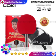 Bet Tenis Meja Professional Bat PingPong LOKI Carbon Tech 3.0 Wang Hao Signature Original Bonus Full